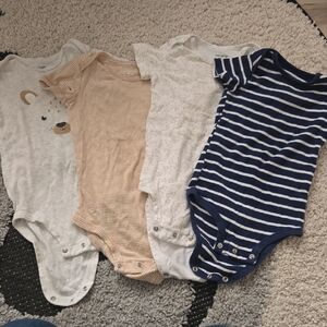 Striped and Neutral Baby Bodysuit Set